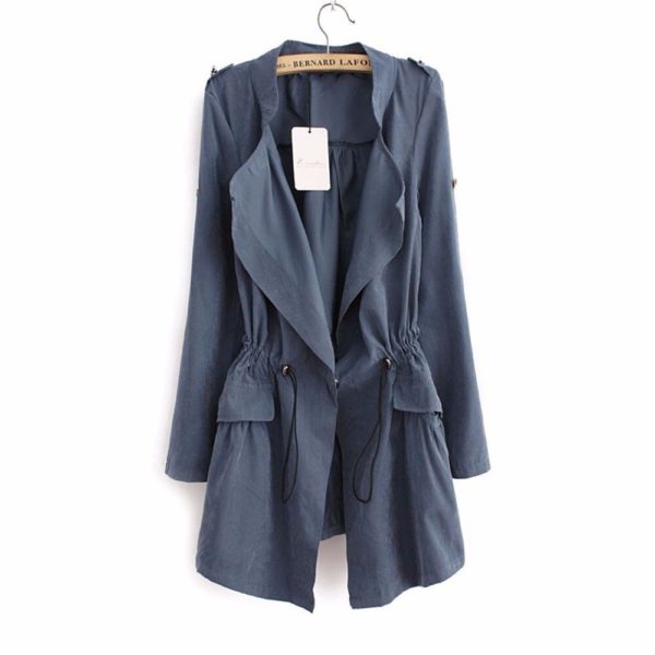 Women autumn office long trench full sleeve drawstring Waist coats casaco feminine casual streetwear tops CT1089 - Image 6