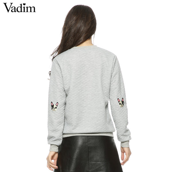 Women cute dog pattern patches pullovers autumn style long sleeve sweatshirts feminine casual street wear tops SW787 - Image 2