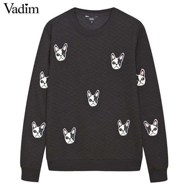 Women cute dog pattern patches pullovers autumn style long sleeve sweatshirts feminine casual street wear tops SW787 - Image 4