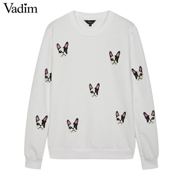 Women cute dog pattern patches pullovers autumn style long sleeve sweatshirts feminine casual street wear tops SW787 - Image 5