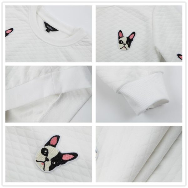 Women cute dog pattern patches pullovers autumn style long sleeve sweatshirts feminine casual street wear tops SW787 - Image 6