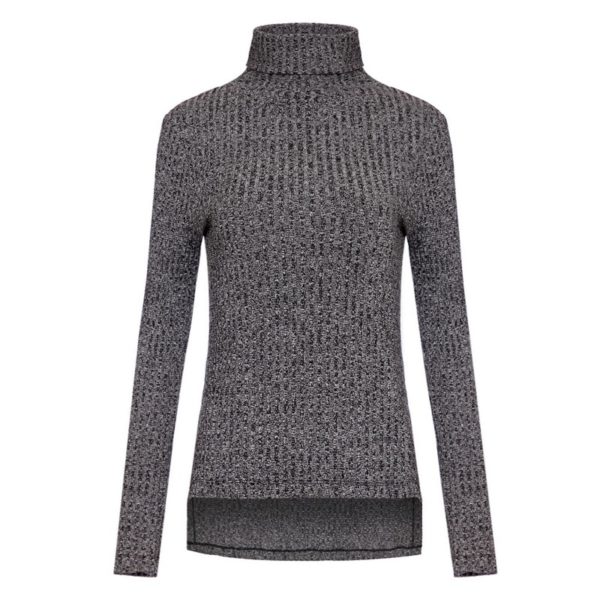 Women winter turtleneck sweaters long sleeve basic pullovers black gray stretchable knitted casual tops ZC001
