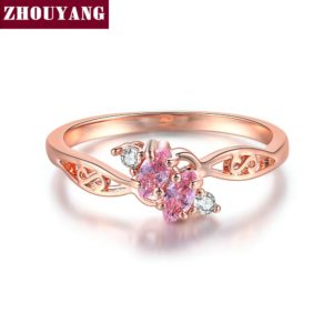 ZHOUYANG Ring For Women Elegant Style 3 Color CZ Crystal Hollow Out Rose Gold Sliver Color Engagement Fashion Jewelry R671 R777