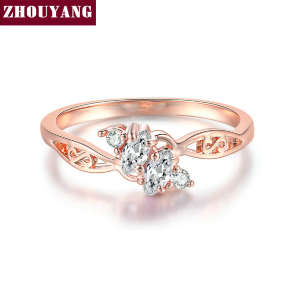 ZHOUYANG Ring For Women Elegant Style 3 Color CZ Crystal Hollow Out Rose Gold Sliver Color Engagement Fashion Jewelry R671 R777 - Image 6