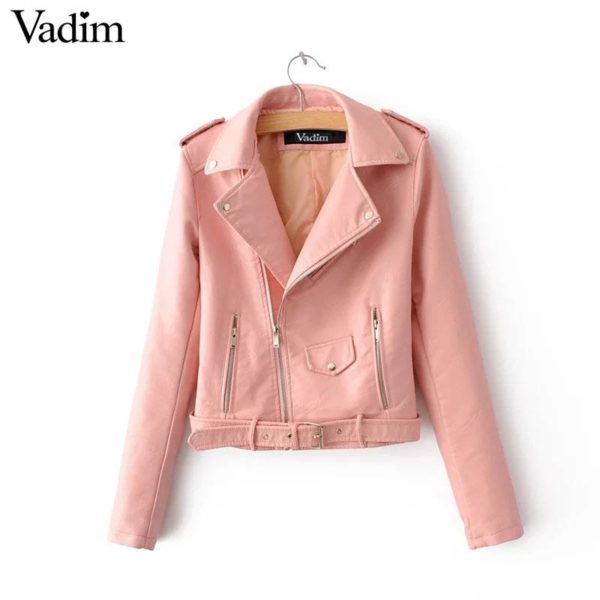 women candy color faux PU leather short motorcycle jacket zipper pockets sexy punk coat ladies casual outwear tops casaco CT1293 - Image 3